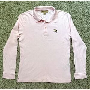 Burberry London England Pink Polo long sleeves Shirt Men's Size M Slim Fit